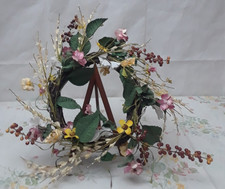 Handmade Grapevine Door Wreath Mixed Pink and Cream Faux Florals  Foliage