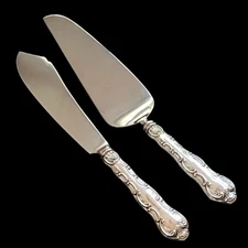 Strasbourg Cake/Pie Server and Knife-Sterliing Silver-by GORHAM SILVER 10.75"