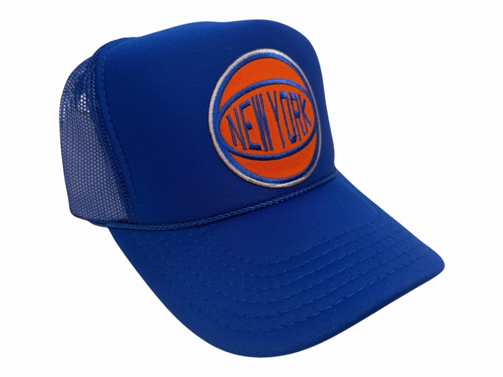 NEW YORK KNICKS 1980 LOGO KELLY GREEN HAT 5 PANEL HIGH CROWN TRUCKER SNAPBACK