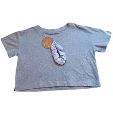 Splendid Women's Crop Top Shirt with Scrunchie NWT Size Extra Small XS Blue