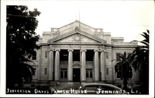Jefferson Davis Parish House ~ Jennings Louisiana ~ RPPC real photo 1940s car