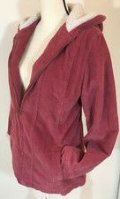 Sonoma Women's Dusty Pink Corduroy Sherpa-lined Hooded Jacket Coat Sz M