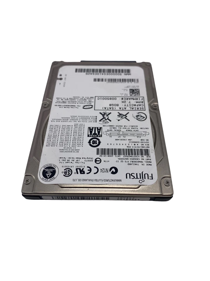 Dell HW071 Fujitsu 80GB SATA 7200 2.5" Hard Drive CA06855-B42500DL MHW2080BJ w60 - Image 2 of 2