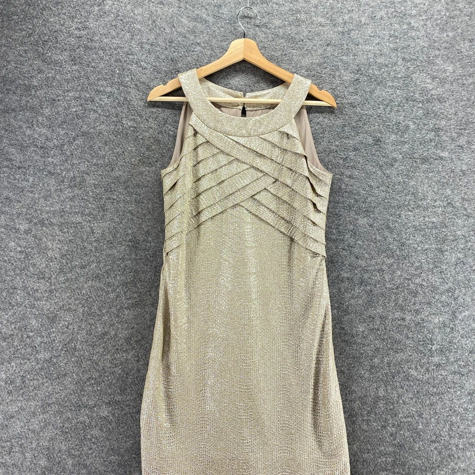 Max And Cleo 连衣裙女式 6 米色转变 Midi 有内衬无袖圆领休闲 — 第 3/4 张图片