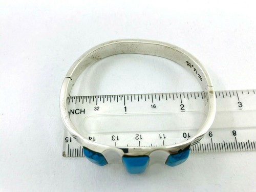Pulsera Taxco Mexicana Plata Esterlina 925 Turquesa. 44 gramos, 17 cm, 6,7" - Imagen 11 de 12