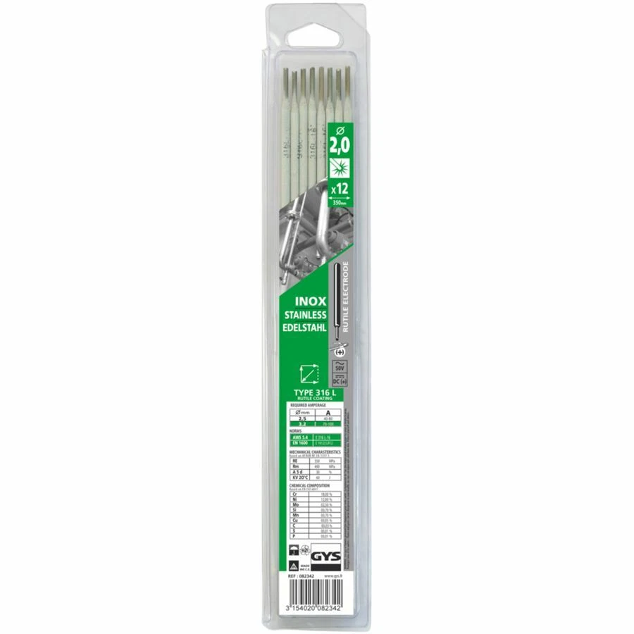 GYS 12 Edelstahl-Elektroden - 316 L - Ø 2,0 mm - Blister - 082359 - Bild 1 von 1