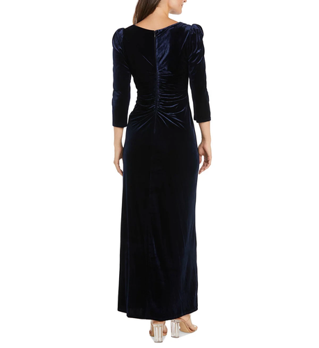 R & M Richards Velvet Embellished Ruched Gown 14A 2216 - Picture 2 of 6