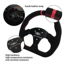 325mm Universal Rally Race Flat Drift Black Steering Wheel Sport Suede Leather