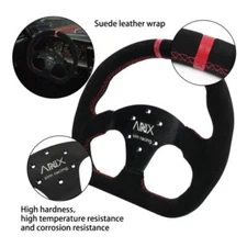 325mm Universal Rally Race Flat Drift Black Steering Wheel Sport Suede Leather