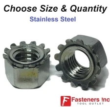 Kep Hex Star Lock Nuts Stainless Steel Thread 18-8 / 304 (All Sizes & Qtys)