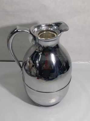 Vintage Thermos Insulated Chrome Carafe Pitcher Jug 563F No Stopper - 9'' Tall