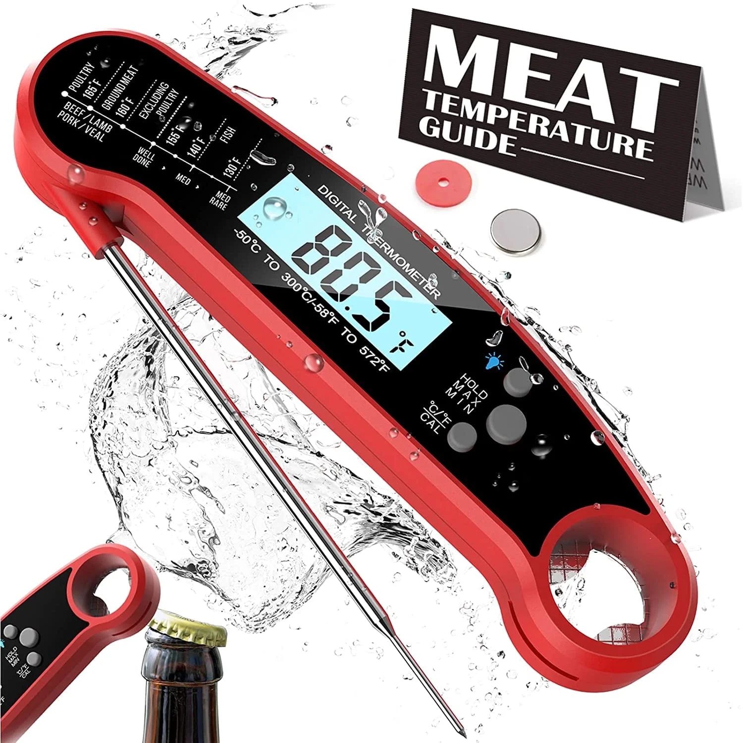 Wireless Digital Meat Thermometer for Grilling with Instant Read and Food Probe-image