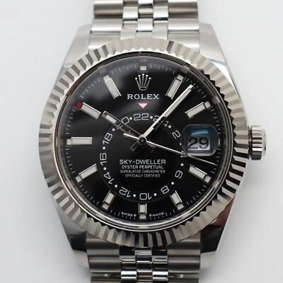 2023 New Rolex 336934 Sky Dweller Steel 18K White Gold Jubilee Black Watch