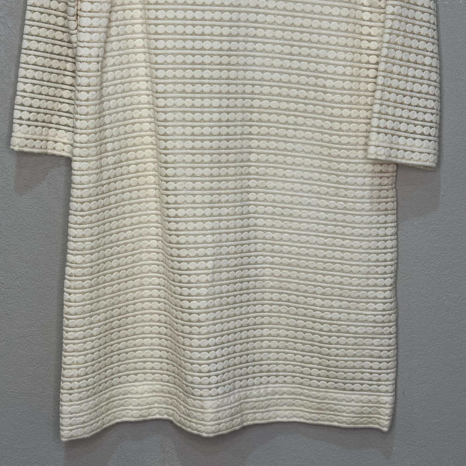 Abito Kate Spade taglia 6 avorio ricamato frassino invernale tubino mod cerchi