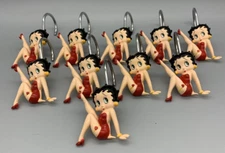 Vintage BETTY BOOP 10 Decorative Shower Curtain Hooks Leg Heel Red