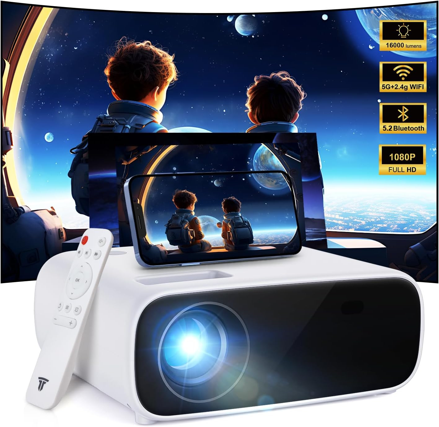 Vidéoprojecteur domestique sans fil pour grand écran de cinéma chez soi