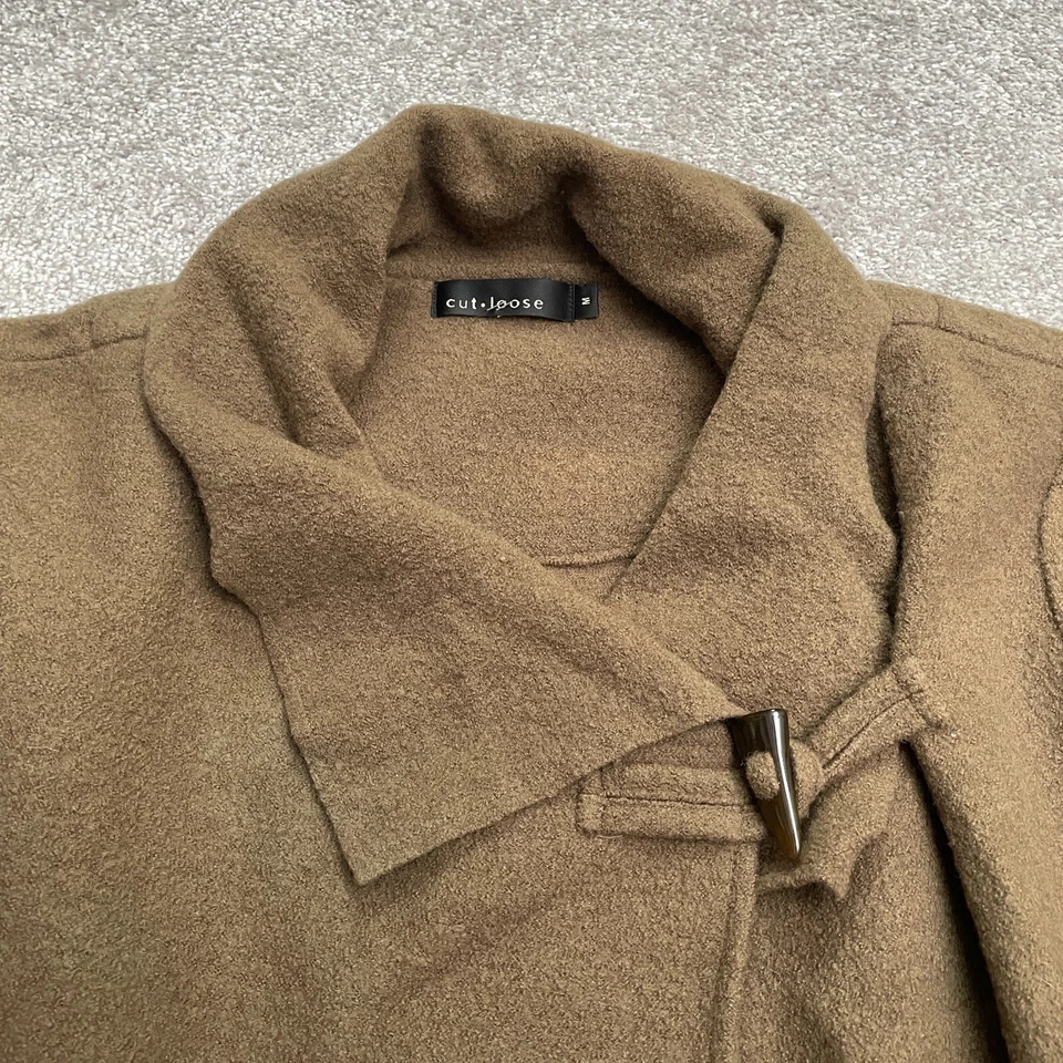 Abrigo chaqueta de lana suelto corte para mujer mediano bellota cejas bolsillos ropa de trabajo informal Foto 3 de 4