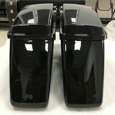 Vivid Black Hard Saddle Bags w/ Black Latch For Harley Touring Models 2014-2024