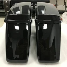 Vivid Black Hard Saddle Bags w/ Black Latch For Harley Touring Models 2014-2024