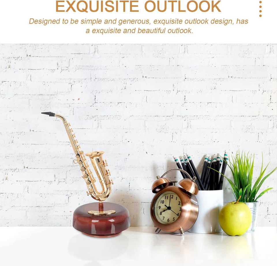 Saxophone Music Box, Alto Sax Model Musical Instrument with Rotating