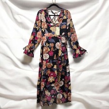 Band of the Free Floral Maxi Dress Woman Small Multicolor Bell Sleeves Boho NWT