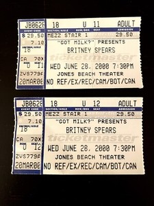 PAIR BRITNEY SPEARS CONCERT TICKETS GOT MILK? JUNE 2000 JONES BEACH TWO RARE!