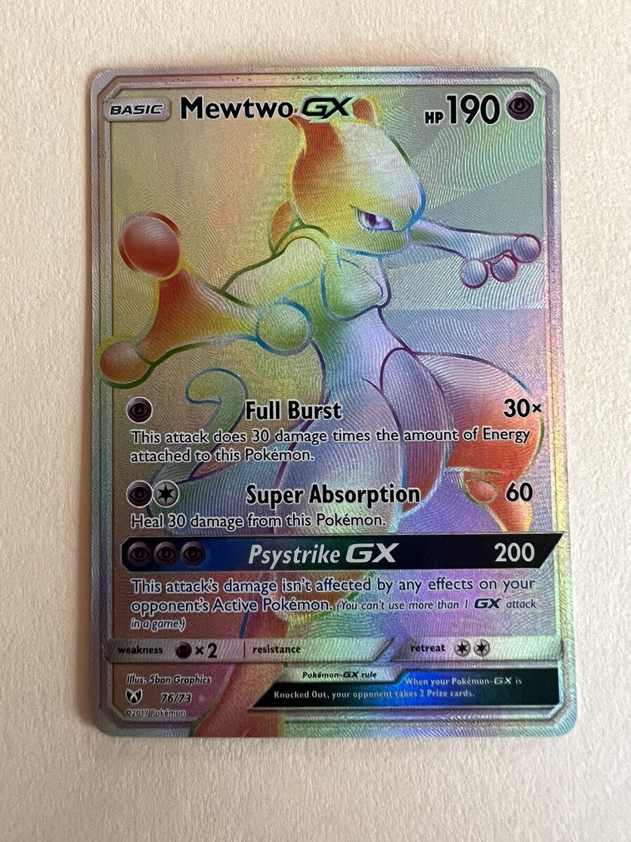 Mewtwo GX 76/73 Pokemon 2017 Shining Legends Secret Rainbow Mewtwo GX 76/73 Pokemon 2017 Shining Legends Secret Rainbow