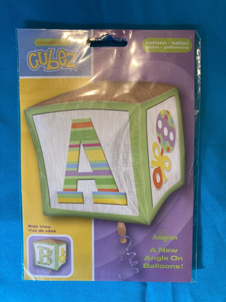 Juego de dos cubos de Mylar anagrama de 15 pulgadas con forma cuadrada Baby Block nuevos Foto 2 de 3