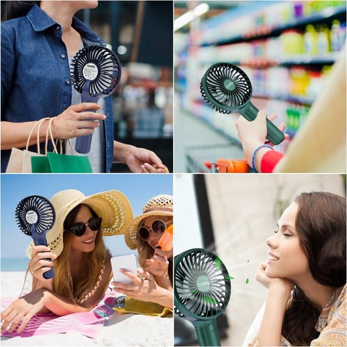 Miady 5000mAh Handheld Portable Fan 7-20 Hours Runtime 2 Pack Dark Green + Navy - Picture 2 of 7