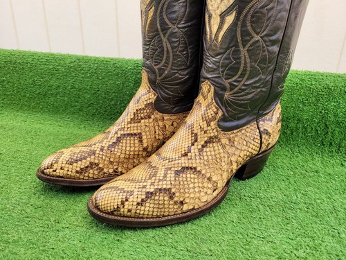 9.5 D ⭐ VINTAGE ⭐ JUSTIN ⭐ GOLDEN PYTHON ⭐ SNAKE ⭐ EXOTIC ⭐ RARE ⭐ WESTERN BOOTS - Picture 6 of 24