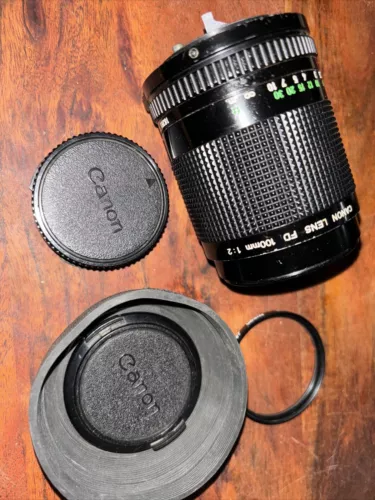 Canon FD 100mm f/2 Prime Telephoto Lens with Lens Caps From JAPAN