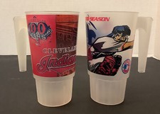 Vintage Cleveland Indians Plastic Cups Set Of 2 6 “Tall 2001 Series 2 Wahoo