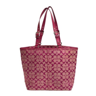 バッグ Coach Pink Signature Tote Bag Tassel s-l1200.jpg