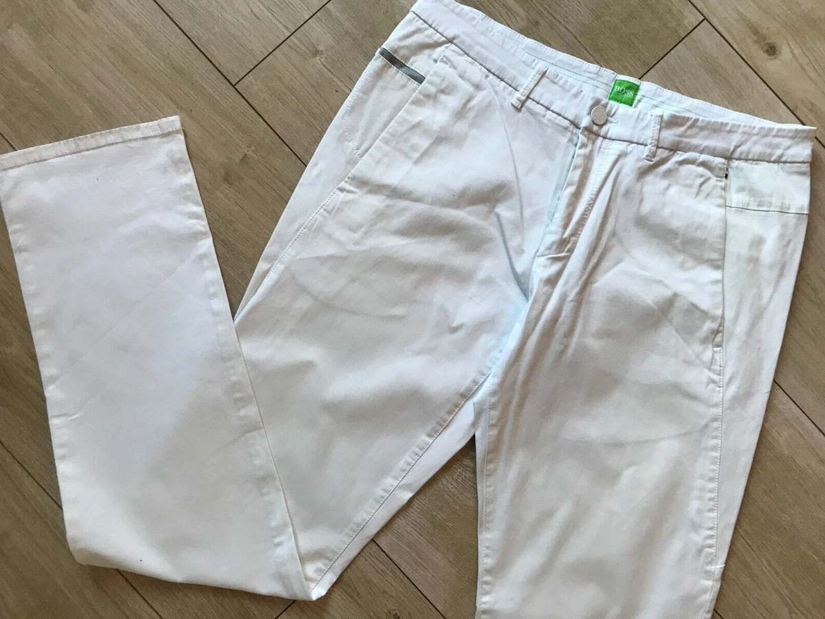Mens White SLIM HUGO BOSS LEEMAN Tour GOLF Trousers 30x32