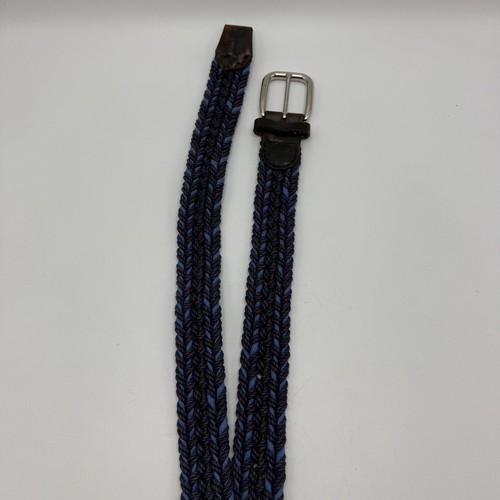 Etro Blue Woven Belt Solid Brass Buckle Made In Italy - 42 Inch Length - Picture 8 of 12