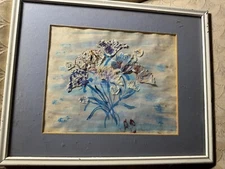 Vintage Mixed Media Collage "A Floral Scene" - Framed