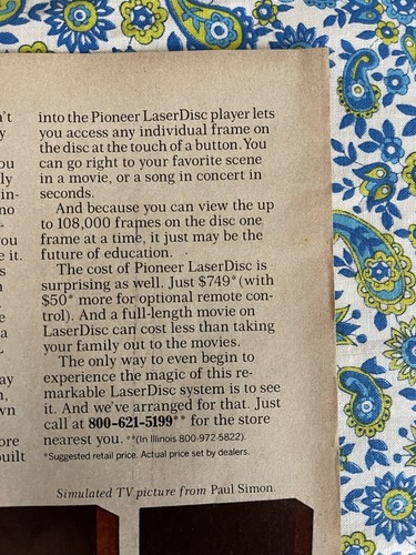 Vintage 1981 Pioneer Laser Disc Player Print Ad With Stereo Sound- Ad Only - Picture 3 of 7