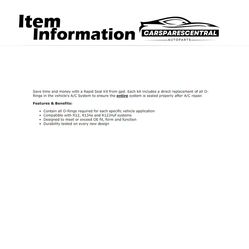 Комплект уплотнительных колец и прокладок системы кондиционирования для 2010 Ford F-150 5,4 л - Изображение 3 из 3