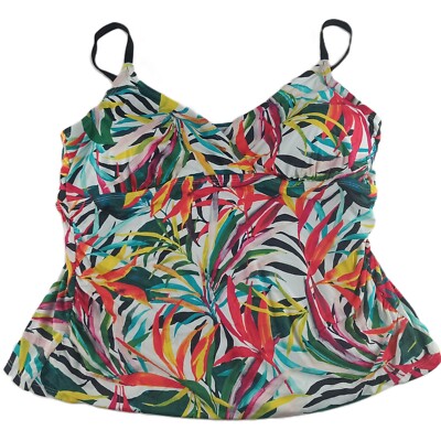Apt. 9 Faux Wrap Tankini Top Women's Size 2X Red Floral Print Removable Pads
