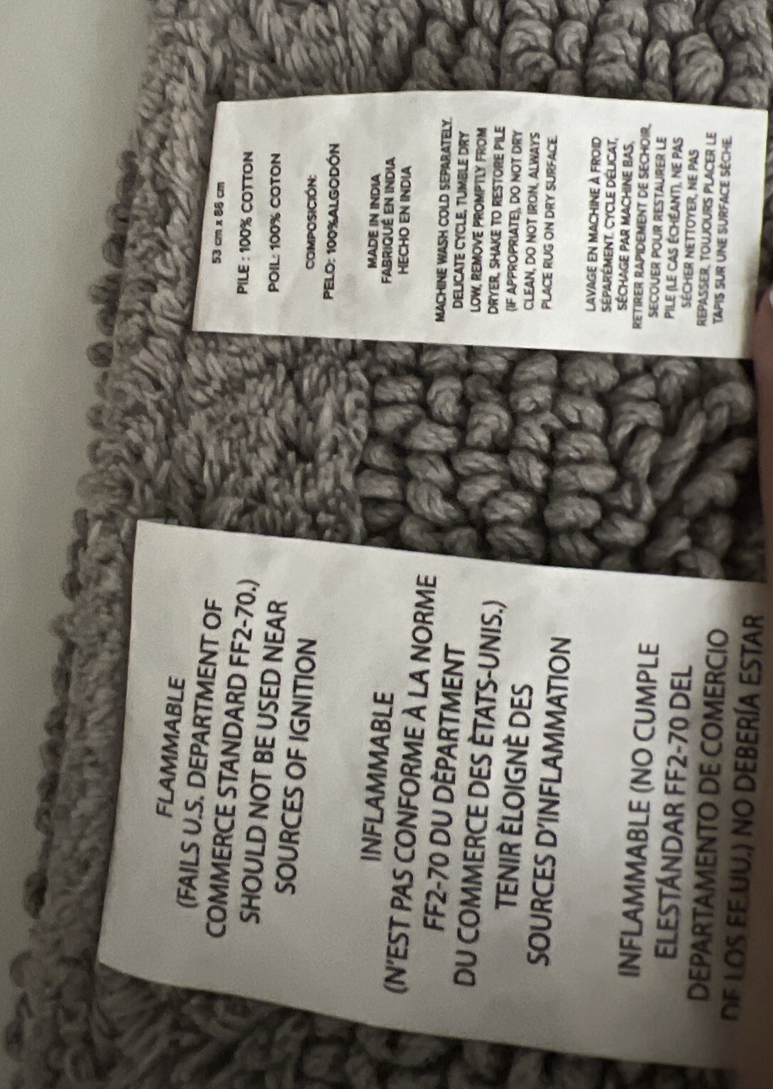 UGG Elise Luxury Reversible Bath Rug 100 Cotton in Seal Gray 21" x 34