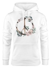 Hoodie Damen Peace-Symbol Blumen Flowerpower Hippie Boho Bohemian