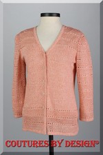 St John Knits Diamond Eyelet Knit Sweater Peaches and Cream Size 6 NWT