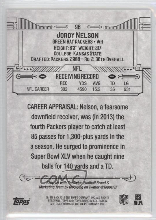 2014 Topps Museum Collection Copper Jordy Nelson #98 - Image 2 of 2