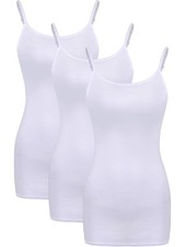 3 Pieces Women Basic Long Tanks Adjustable Spaghetti Strap Camisole Top , W...