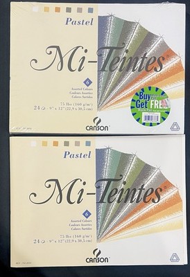New Canson Mi-Teintes Pastel Paper Assorted Colors 24 Sheets 9'' X 12''