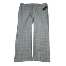 Tommy Hilfiger Plaid Dress Pants Mens 38x32 Black White Straight Leg Career NEW