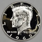 1969 S Gem Proof Cameo Kennedy Half Dollar 40% Silver