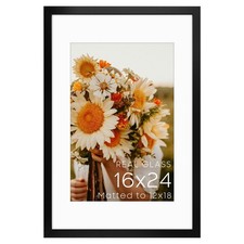 Golden State Art 16X24 Picture Frame with Mat for 12X18 Black 1 Pack