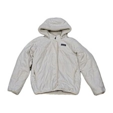 Patagonia Girl White Winter Reversible Hooded Sherpa Lined Puffer Jacket L 10 12