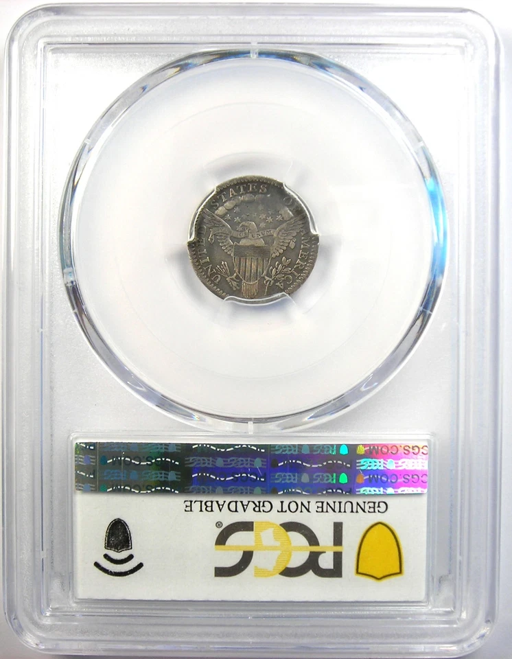 Media moneda de diez centavos busto drapeado 1800 H10C - Certificado graduación profesional detalle XF (EF) - moneda de fecha rara Foto 3 de 4